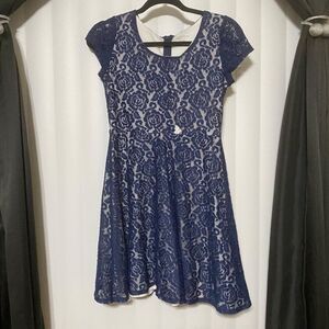 Xhilaration girls floral baby blue fit/flare style dress